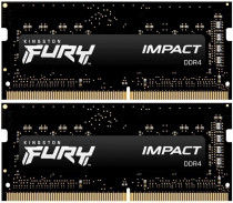 Комплект памяти KINGSTON 32 Гб, 2 модуля DDR4, 25600 Мб/с, CL20, 1.2 В, XMP профиль, 3200MHz, Fury Impact, SO-DIMM, 2x16Gb KIT (KF432S20IBK2/32)