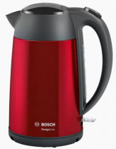 Чайник электрический BOSCH 2400Вт; объем — 1.7л; корпус — нержавеющая сталь; фильтр от накипи, красный (TWK3P424)