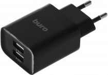 Сетевое зарядное устройство BURO сила тока 2.1 A, 2x USB, BUWE1 черный (BUWE10S200BK)