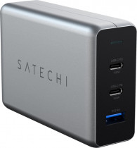 Сетевое зарядное устройство SATECHI 100 Вт, 1x USB, 2x USB Type-C, быстрая зарядка, Compact GaN Charger Type-C PD Space Gray (ST-TC100GM-EU)