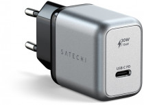 Сетевое зарядное устройство SATECHI 30 Вт, сила тока 3 A, 1x USB Type-C, быстрая зарядка, USB-C GaN Wall Charger Space Gray (ST-UC30WCM-EU)