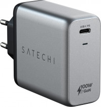 Сетевое зарядное устройство SATECHI 100 Вт, 1x USB Type-C, быстрая зарядка, GaN Wall Charger Type-C PD Space Gray (ST-UC100WSM-EU)