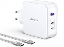 Сетевое зарядное устройство UGREEN 140 Вт, сила тока 5 A, 1x USB, 2x USB Type-C, быстрая зарядка, кабель USB Type-C, CD289 White (15339_)