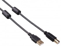 Кабель EXEGATE USB 2.0 A--B 3м 2 фильтра, позолоченные контакты (EX138947RUS)