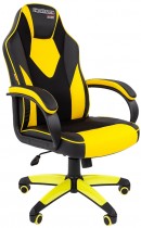 Кресло CHAIRMAN текстиль/искусственная кожа, до 120 кг, материал крестовины: пластик, механизм качания, цвет: жёлтый, чёрный, Game 17 Black/Yellow, 00-0 (7028515)