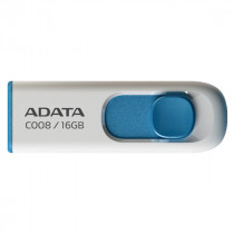 Флеш диск ADATA 16 Гб, USB 2.0, выдвижной разъем, C008 White (AC008-16G-RWE)