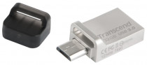 Флеш диск TRANSCEND 32 Гб, USB 3.0/microUSB, водонепроницаемый корпус, JetFlash 880 Silver (TS32GJF880S)