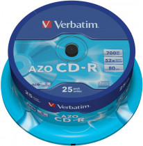 Диск CD-R VERBATIM 700Mb 52x DataLife+ Cake Box (25шт) (43352 25шт)