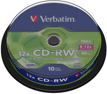 Диск CD-RW VERBATIM CD-RW 700Mb 8x-10x Cake Box DataLife+ (10шт) (43480 10шт)