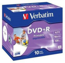 Диск DVD+R VERBATIM 47Gb16xJewelCasePrintable(10шт) (43508 10шт)