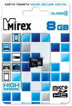 Карта памяти MIREX 8 Гб, microSDHC, чтение: 12 Мб/с, запись: 5 Мб/с (13612-MCROSD08)