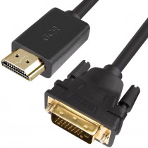 Кабель GREENCONNECT HDMI-DVI 3.0m черный, OD7.3mm, 28/28 AWG, позолоченные контакты, 19pin AM / 24+1M AM double link, , тройной экран (GCR-HD2DVI1-3.0m)