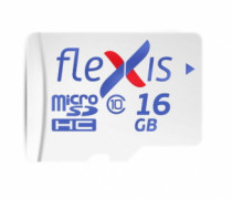 Карта памяти FLEXIS 16 Гб, microSDHC, адаптер на SD (FMSD016GU1A)