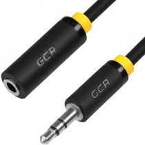 Удлинитель GREENCONNECT 0.5m jack 3,5mm/jack 3,5mm черный, желтая окантовка, ультрагибкий, 28AWG, M/F, Premium , экран, стерео (GCR-STM1114-0.5m)