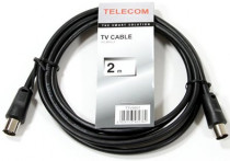 Кабель антенный TELECOM Удлинитель антенный 9.5mm, 75Ом,ТВ-М--ТВ-F, 2m (TTV9501-2M)