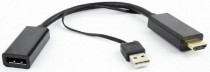 Переходник GEMBIRD HDMI->DisplayPort, Cablexpert , HD19M+USBxHD20F, черный (DSC-HDMI-DP)