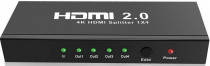 Разветвитель ORIENT HDMI 4K Splitter 1-4, HDMI 2.0/3D, UHDTV 4K/ 60Hz (3840x2160)/HDTV1080p, HDCP2.2, внешний БП 5В/2.0А, метал.корпус (30680) (HSP0104HL-2.0)