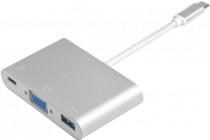 Адаптер GREENCONNECT переходник USB Type C -> VGA + USB 3.0 + Type C (GCR-AP25)