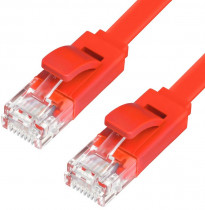 Патч-корд GREENCONNECT PROF плоский прямой 2.0m, UTP медь кат.6, красный, позолоченные контакты, 30 AWG, , ethernet high speed 10 Гбит/с, RJ45, T568B (GCR-LNC624-2.0m)