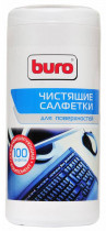 Салфетки BURO влажные, для поверхностей, туба, 100шт (BU-Tsurface)