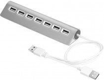USB хаб GREENCONNECT USB 2.0 на 7 портов 0,5m+доп питание , silver (GCR-UH227S)