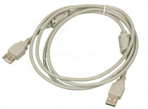 Удлинитель NINGBO USB A(m) USB A(f) 1.8м феррит.кольца (USB2.0-AM/AF-1.8M-MG)