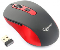 Мышь GEMBIRD беспров., чёрный/красный, 5кн.+колесо-кнопка, 800/1200/1600DPI, 2.4ГГц, трехуровневая система энергосбережения (MUSW-221-R)