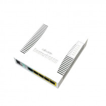 Коммутатор MIKROTIK управляемый, уровень 2, 5 портов Ethernet 1 Гбит/с, 1 uplink/стек/SFP (до 1 Гбит/с), поддержка PoE/PoE+, RB260GSP (CSS106-1G-4P-1S)