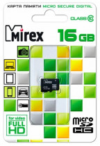 Карта памяти MIREX 16 Гб, microSDHC, чтение: 22.5 Мб/с, запись: 10 Мб/с (13612-MC10SD16)
