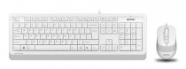 Клавиатура + мышь A4TECH проводные, 1600 dpi, цифровой блок, USB, Fstyler , белый, серый (F1010 WHITE)