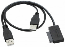 Переходник ORIENT USB 2.0 to Slimline SATA для оптических приводов двойной USB кабель (30831) (UHD-300SL)