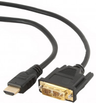 Кабель CABLEXPERT HDMI-DVI , 0.5м, 19M/19M, single link, черный, позол.разъемы, экран, пакет (CC-HDMI-DVI-0.5M)