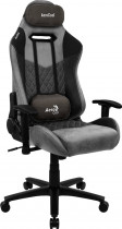 Кресло AEROCOOL текстиль/искусственная кожа, до 150 кг, механизм качания, поясничный упор, цвет: серый, чёрный, DUKE Ash Black (4710562751123)