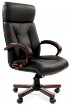 Кресло CHAIRMAN натуральная кожа, до 150 кг, материал крестовины: металл, механизм качания, цвет: чёрный, коричневый, 421 Black (6082595)