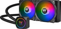 Жидкостная система охлаждения THERMALTAKE для процессора, СВО, Socket 115x/1200, 1356, 1366, 2011, 2011-3, 2066, AM2, AM2+, AM3, AM3+, AM4, FM1, FM2, FM2+, 2x120 мм, 1500 об/мин, разноцветная подсветка, TH240 ARGB Sync (CL-W286-PL12SW-A)