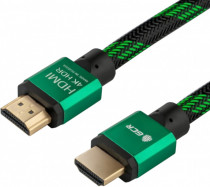 Кабель GREENCONNECT 2.0m HDMI версия 2.0, HDR 4:2:2, Ultra HD, 4K 60 fps 60Hz/5K*30Hz, 3D, AUDIO, 18.0 Гбит/с, 28/28 AWG, OD7.3mm, тройной экран, BICOLOR нейлон, AL зеленый, (GCR-51486)