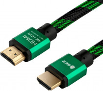 Кабель GREENCONNECT GCR 1.5m HDMI 2.0, BICOLOR нейлон, AL зеленый, HDR 4:2:2, Ultra HD, 4K 60 fps 60Hz/5K*30Hz, 3D, AUDIO, 18.0 Гбит/с, 28AWG. GCR-52161 (GCR-52210)