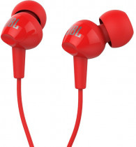 Гарнитура JBL проводные наушники с микрофоном, затычки, mini jack 3.5 мм, 20-20000 Гц, импеданс: 16 Ом, C100SI Red, красный (JBLC100SIURED)