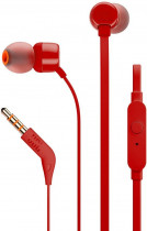 Гарнитура JBL проводные наушники с микрофоном, затычки, mini jack 3.5 мм, 20-22000 Гц, импеданс: 16 Ом, T110 Red, красный (JBLT110RED)
