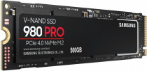 SSD накопитель SAMSUNG 500 Гб, внутренний SSD, M.2, 2280, PCI-E 4.0 x4, чтение: 6900 Мб/сек, запись: 5000 Мб/сек, TLC, кэш - 512 Мб, 980 Pro (MZ-V8P500BW)