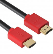 Кабель GREENCONNECT 1.0m HDMI версия 2.0, HDR 4:2:2, Ultra HD, 4K 60 fps 60Hz/5K*30Hz, 3D, AUDIO, 18.0 Гбит/с, 28/28 AWG, OD7.3mm, тройной экран, черный, красные коннекторы, (GCR-HM451-1.0m)