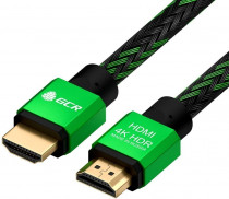 Кабель GREENCONNECT GCR 0.3m HDMI версия 2.0, HDR 4:2:2, Ultra HD, 4K 60 fps 60Hz/5K*30Hz, 3D, AUDIO, 18.0 Гбит/с, 28/28 AWG, OD7.8mm, тройной экран, BICOLOR нейлон, AL корпус зеленый, (GCR-52288)
