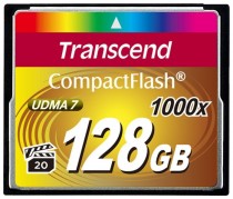 Карта памяти TRANSCEND 128 Гб, Compact Flash, чтение: 160 Мб/с, запись: 120 Мб/с, 1000 x (TS128GCF1000)