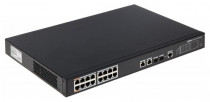 Коммутатор DAHUA управляемый, 16 портов Ethernet 100 Мбит/с, 2 uplink/стек/SFP (до 1 Гбит/с), установка в стойку (DH-PFS4218-16ET-190)