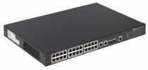 Коммутатор DAHUA управляемый, 24 порта Ethernet 100 Мбит/с, 2 uplink/стек/SFP (до 1 Гбит/с), установка в стойку (DH-PFS4226-24ET-240)