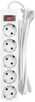 Сетевой фильтр CBR CSF 2505-1.8 White CB, 5 евророзеток, длина кабеля 1,8 метра, цвет белый (коробка) (CSF2505-1.8WhiteCB)