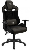 Кресло AEROCOOL текстиль/искусственная кожа, до 150 кг, тип роликов: полумягкие, механизм качания, поясничный упор, цвет: чёрный, EARL Iron Black (4710562751291)