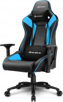 Кресло SHARKOON искусственная кожа, до 150 кг, механизм качания, поясничный упор, цвет: голубой, чёрный, Elbrus 3 (ELBRUS-3-BK/BU)
