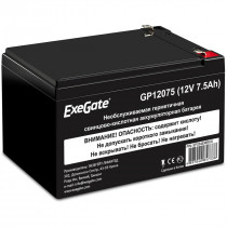 Аккумуляторная батарея EXEGATE ёмкость 7.5 Ач, напряжение 12 В, EG7.5-12 / EXG1275, клеммы F1 (универсальные) (EP234538RUS)