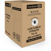Кабель EXEGATE FTP кат.5e, медь, одножильный, экран, 4пары, 305м pullbox, серый (EX138967RUS)